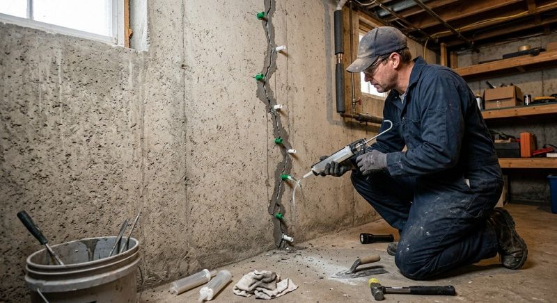 Cracked Basement Floor Repair in Salisbury, NC