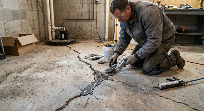 Cracked Basement Floor Repair in Salisbury, NC
