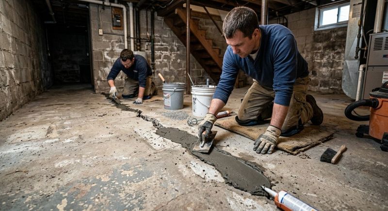 Cracked Basement Floor Repair in Salisbury, NC