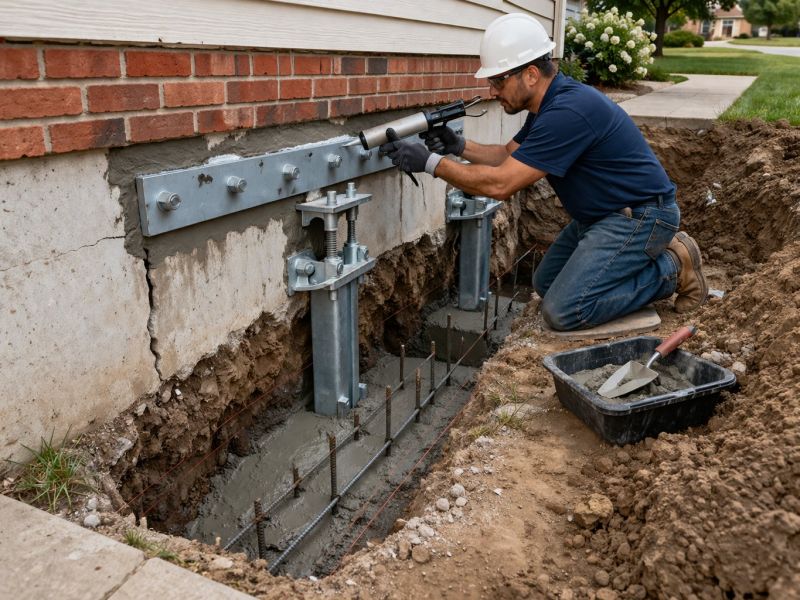 Sinking Foundation Repair in Davie County, NC